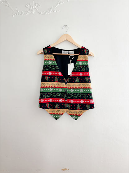 Vintage Christmas Striped Vest (M)