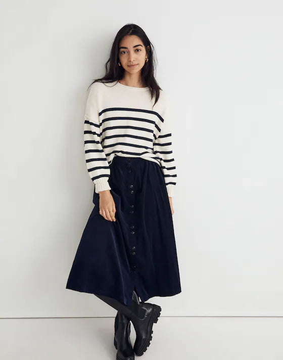 NWT Madewell Conway Green Striped Sweater (L)