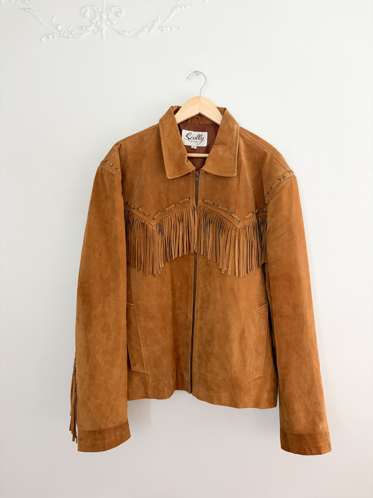 Vintage Scully Leather Suede Fringe Zip Up Jacket (XL)