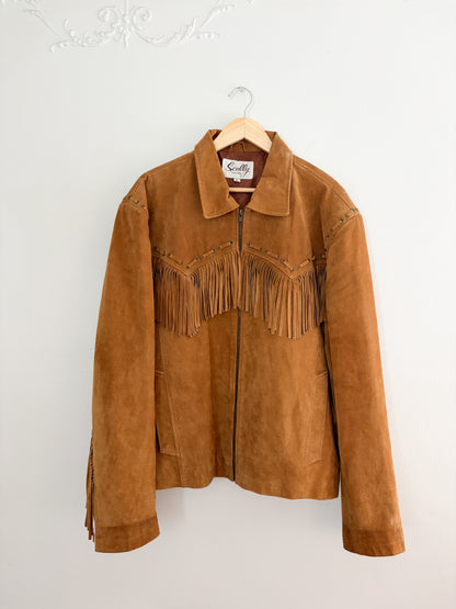 Vintage Scully Leather Suede Fringe Zip Up Jacket (XL)