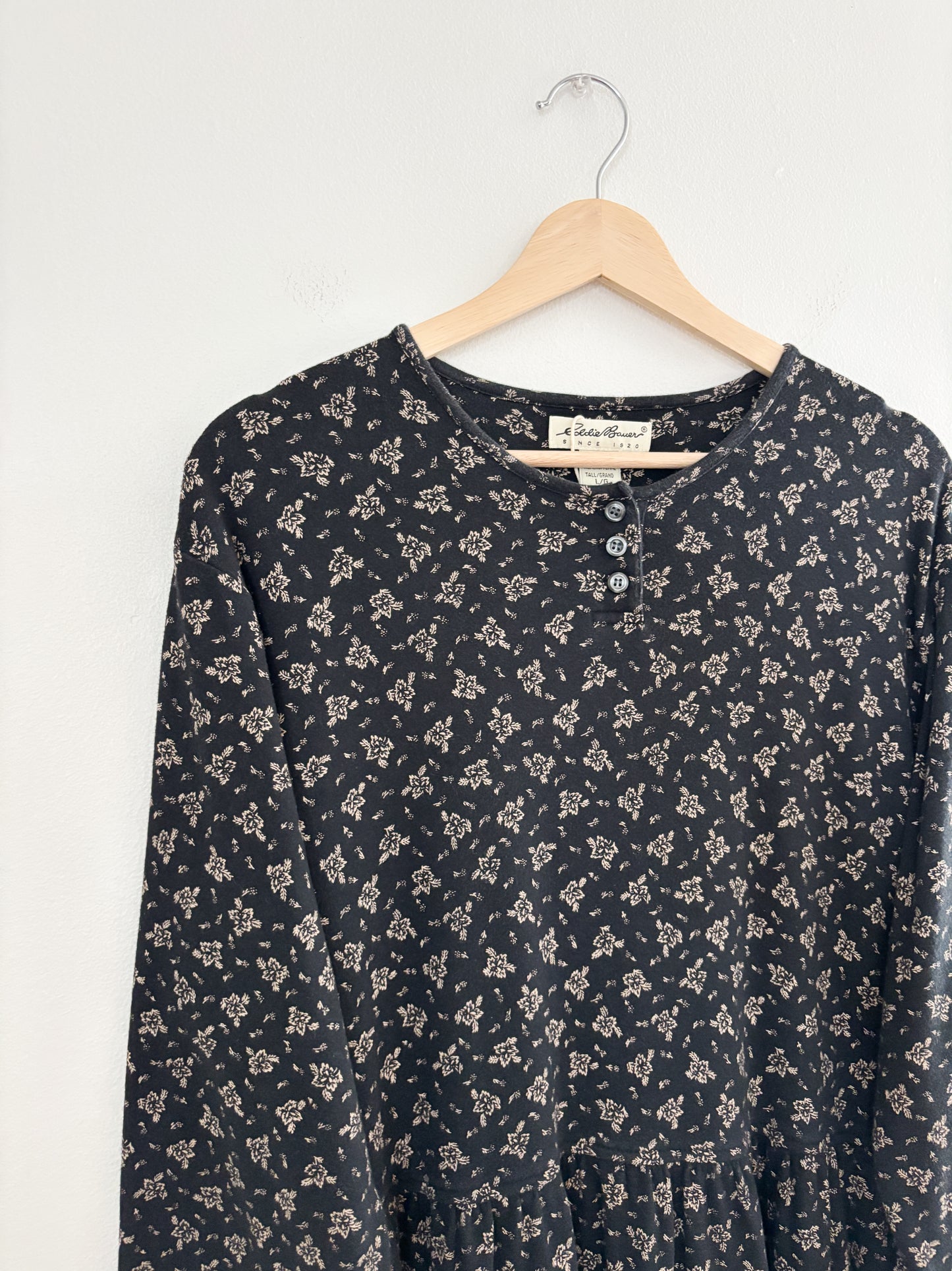 Vintage Eddie Bauer Black Floral Dress (L)