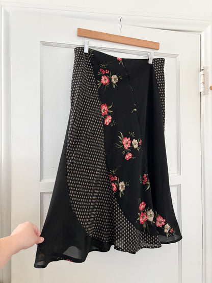 Vintage Floral Black Skirt (31/32”)