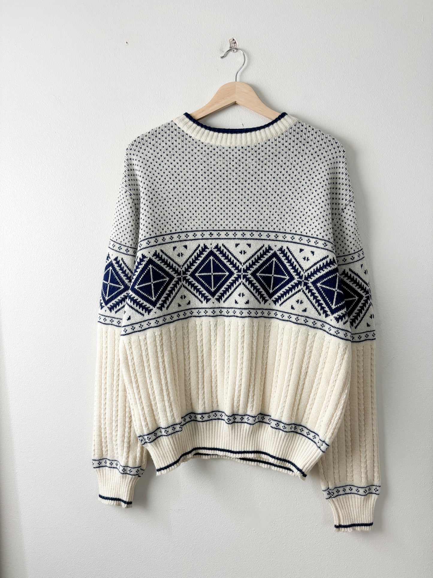 Vintage Blue Fair Isle Patterned Sweater