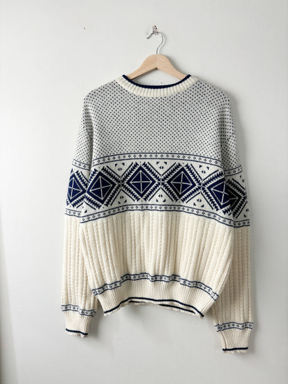 Vintage Blue Fair Isle Patterned Sweater