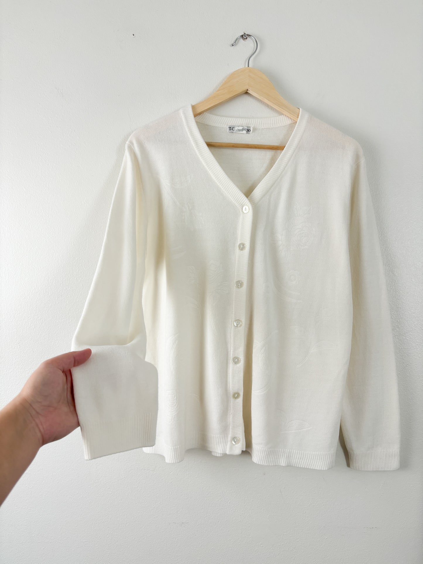 Vintage Floral White Cardigan