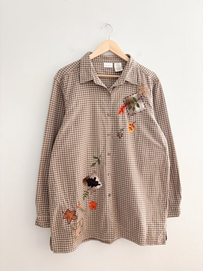 Vintage Leaf Gingham Button Up (XL)