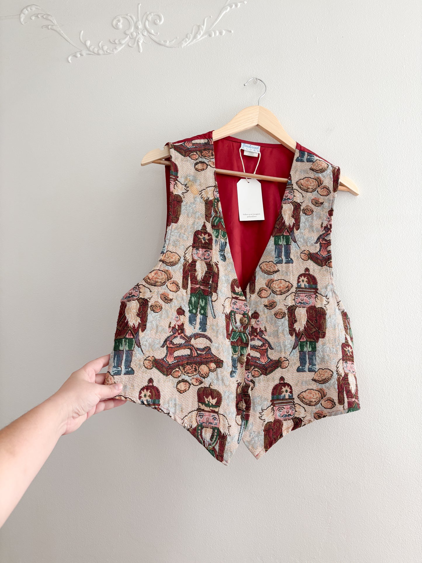 Vintage Nutcracker Red Tapestry Vest (M/L)