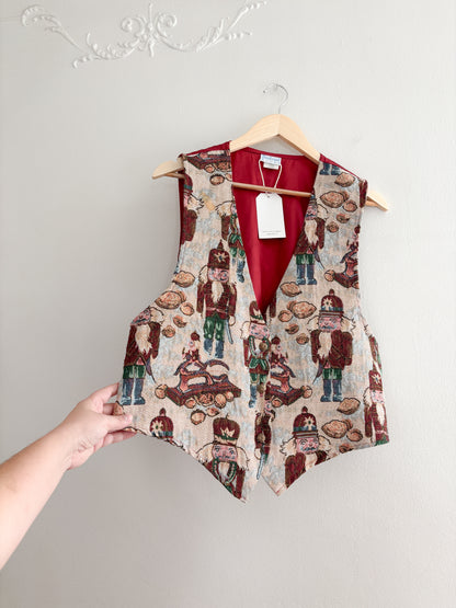 Vintage Nutcracker Red Tapestry Vest (M/L)