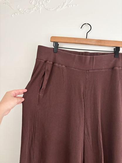 Daily Practice (Anthropologie) Ribbed Wide Leg Brown Lounge Pants (1X)