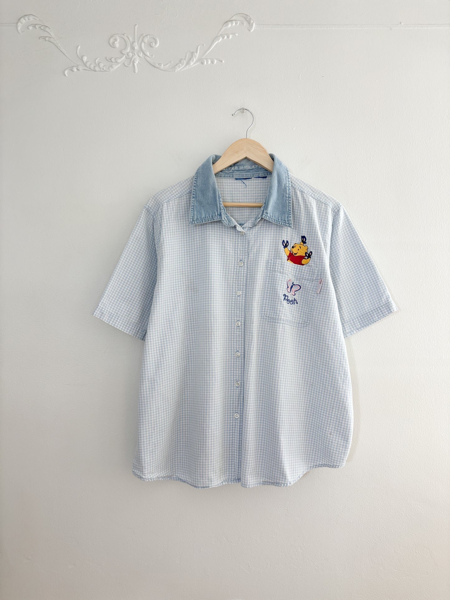 Vintage Pooh Bear Gingham Button Up