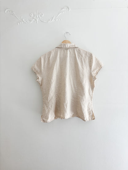 Vintage Linen Button Up Top (M/L)