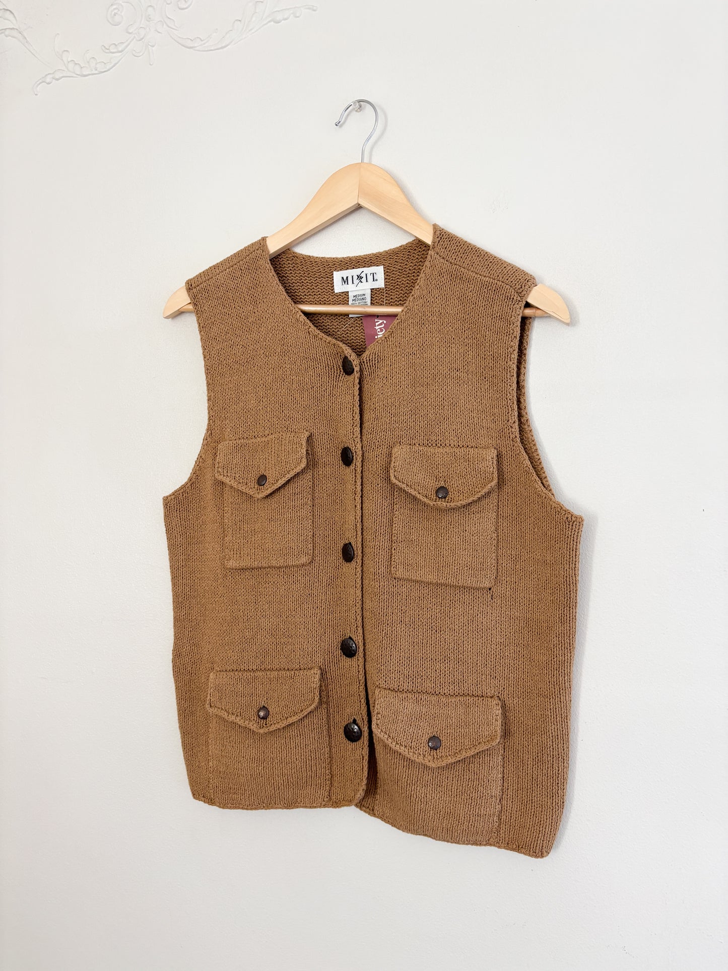 Vintage Brown Knit Vest (M)