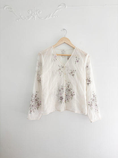 Vintage J Jill Sheer Floral Button Up (S)