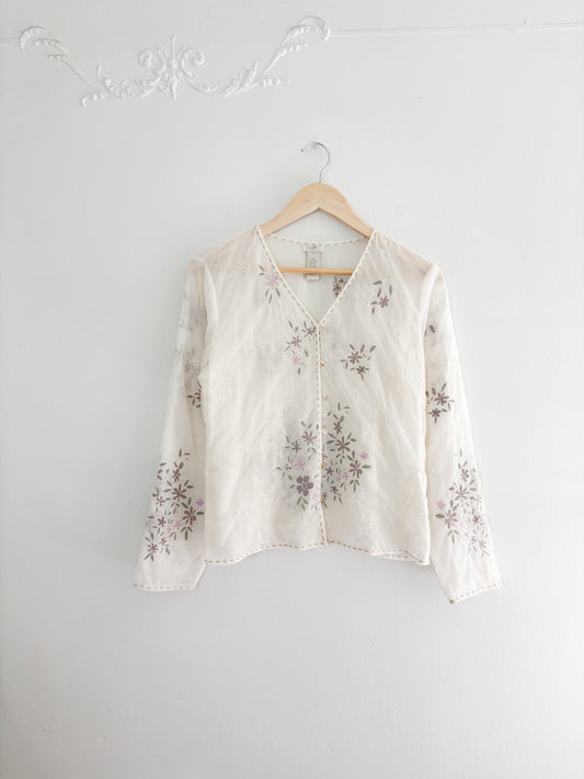 Vintage J Jill Sheer Floral Button Up (S)