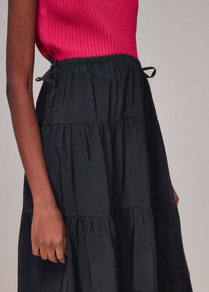 Whistles Black Tie Side Tiered Skirt (8)
