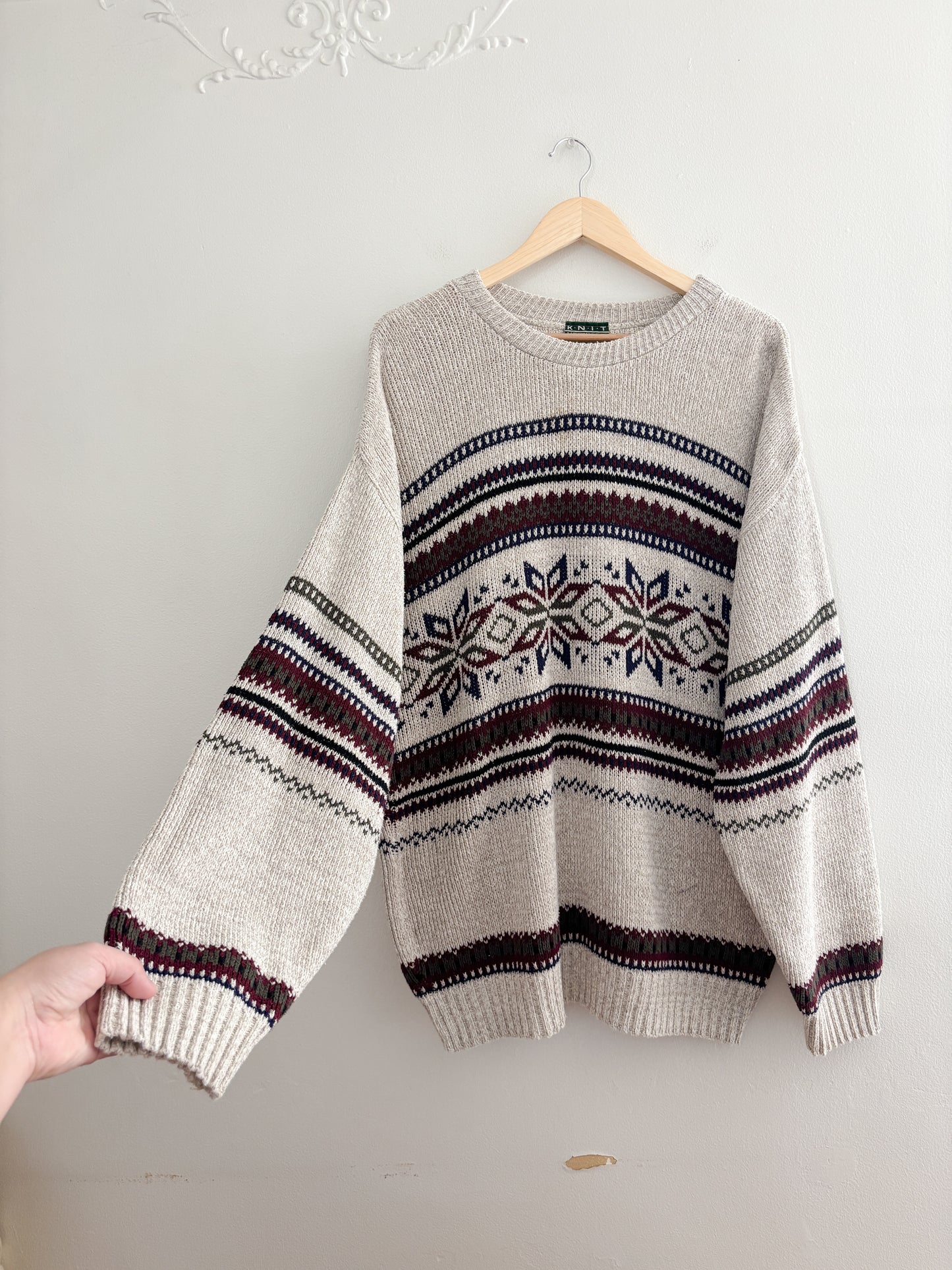 Vintage Nordic Cotton Sweater (L)