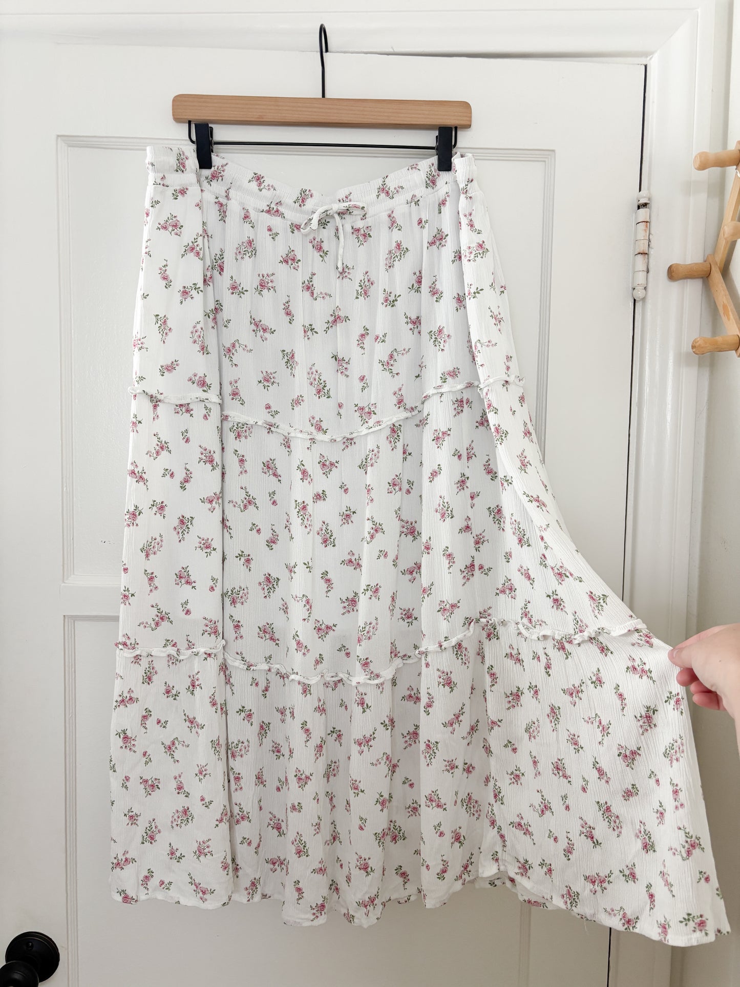 Pink Floral Tiered Skirt