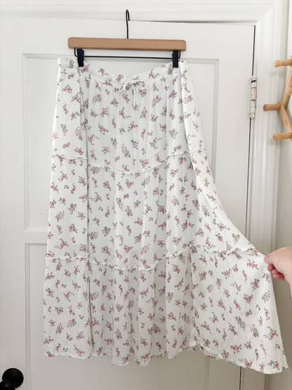 Pink Floral Tiered Skirt