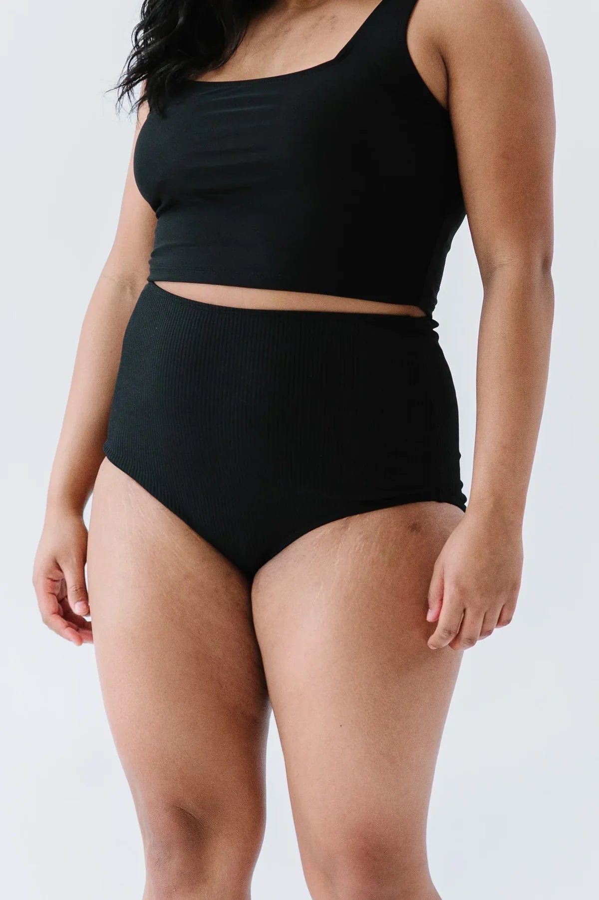 Coral Reef Black Ribbed Swimsuit (XL)