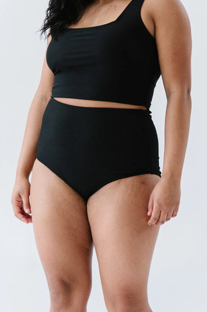 Coral Reef Black Ribbed Swimsuit (XL)