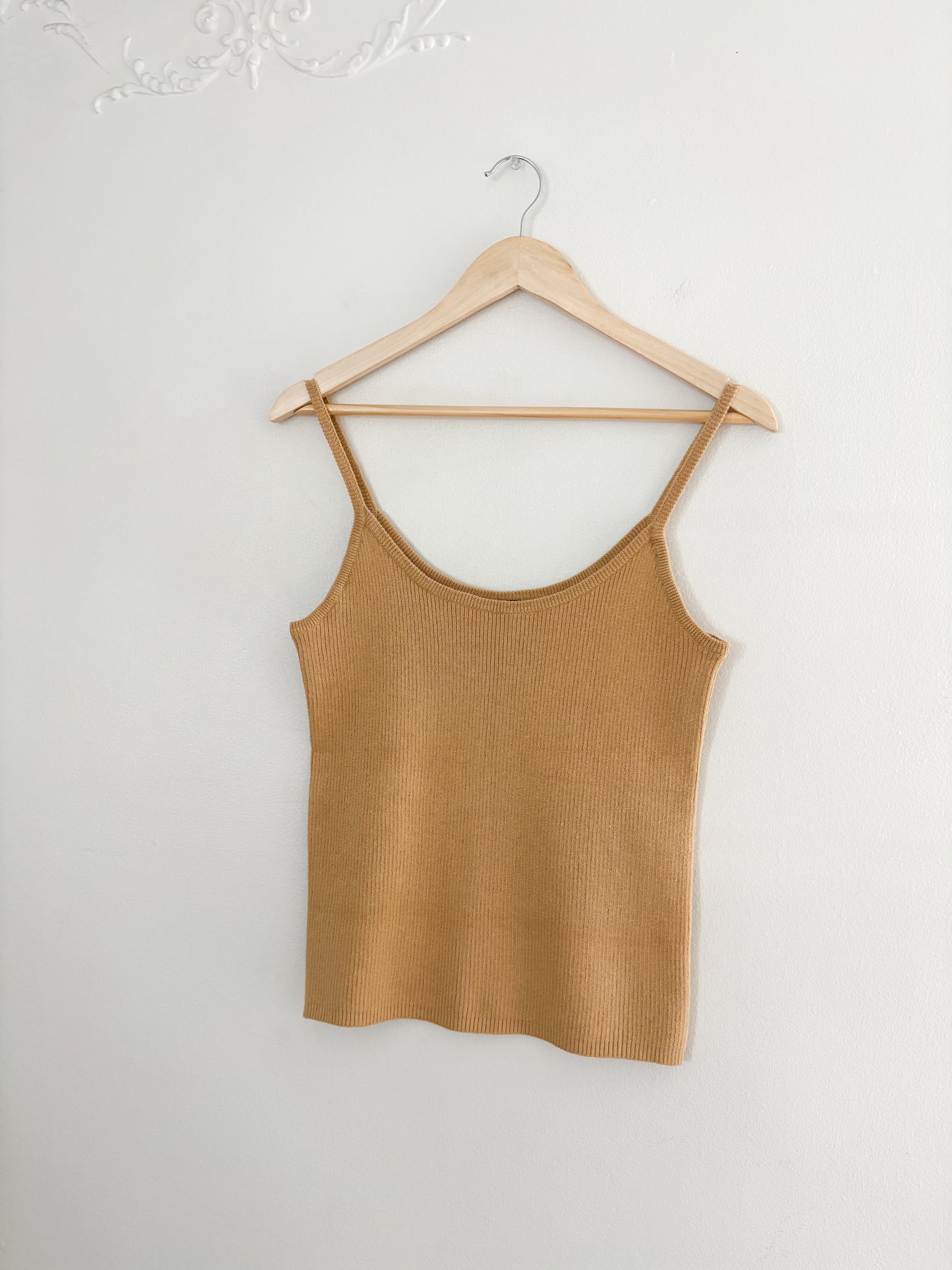 Mustard Yellow Ribbed Knit Tank Top (L)