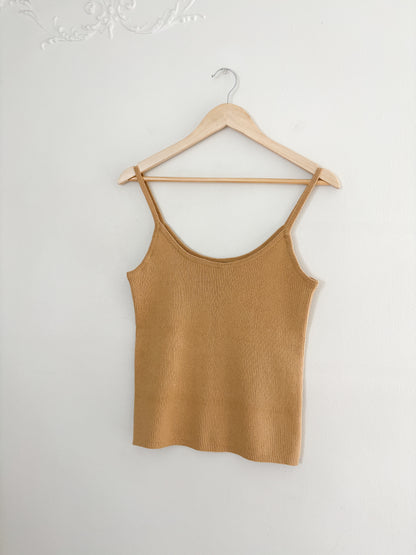 Mustard Yellow Ribbed Knit Tank Top (L)