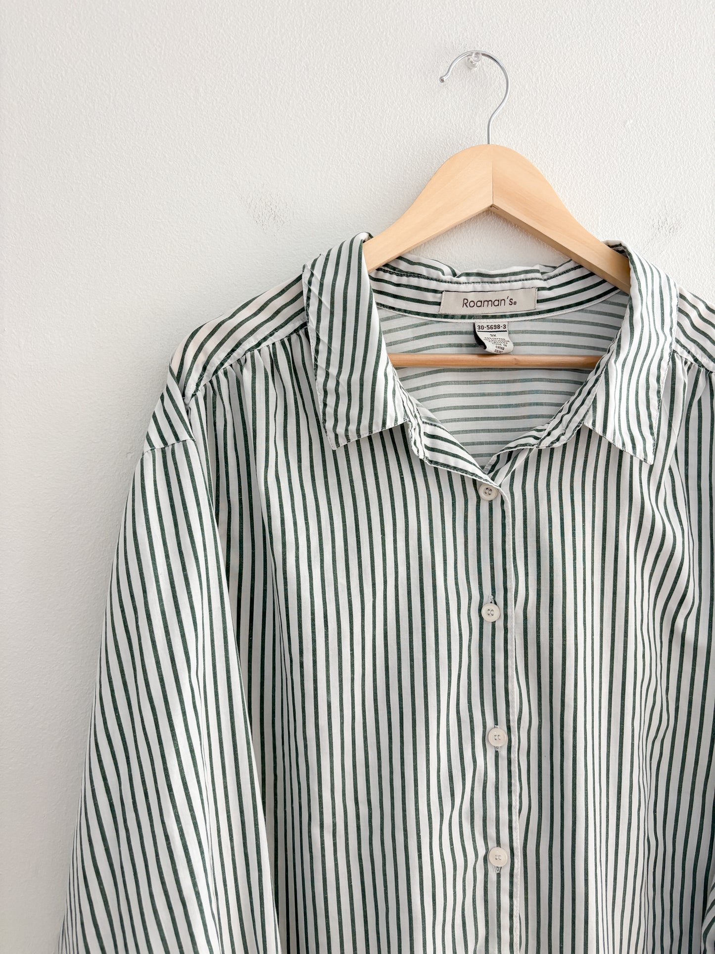 Green Striped Button Up