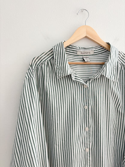 Green Striped Button Up