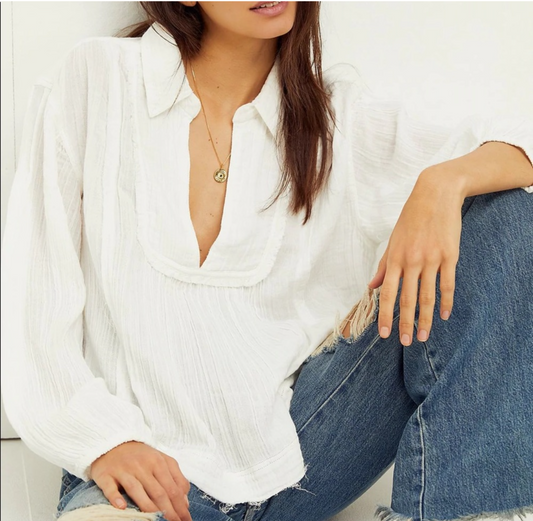 Free People Cozy Dreams Pullover Blouse (S)