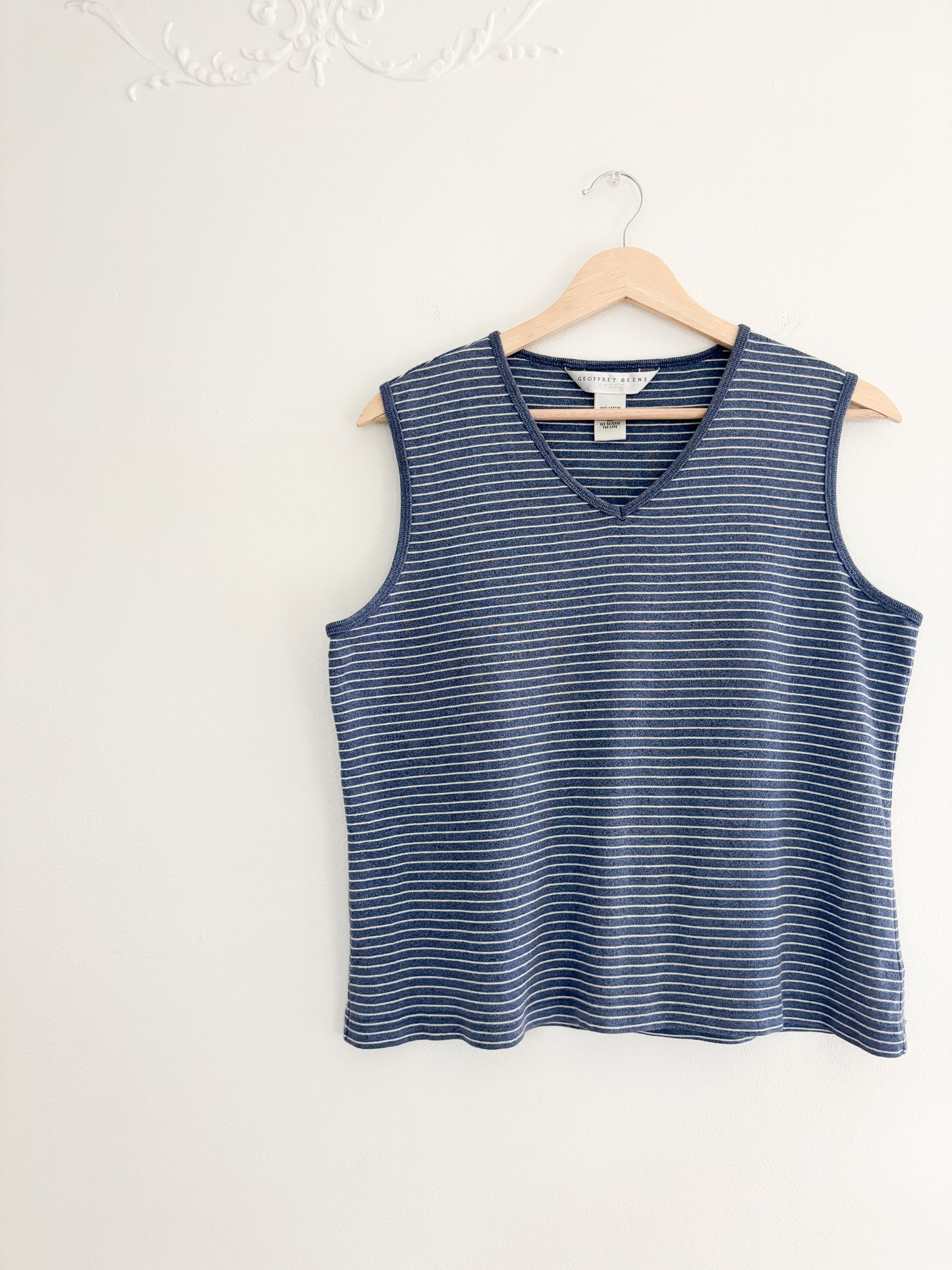 Vintage Blue Striped Tank Top (XL)