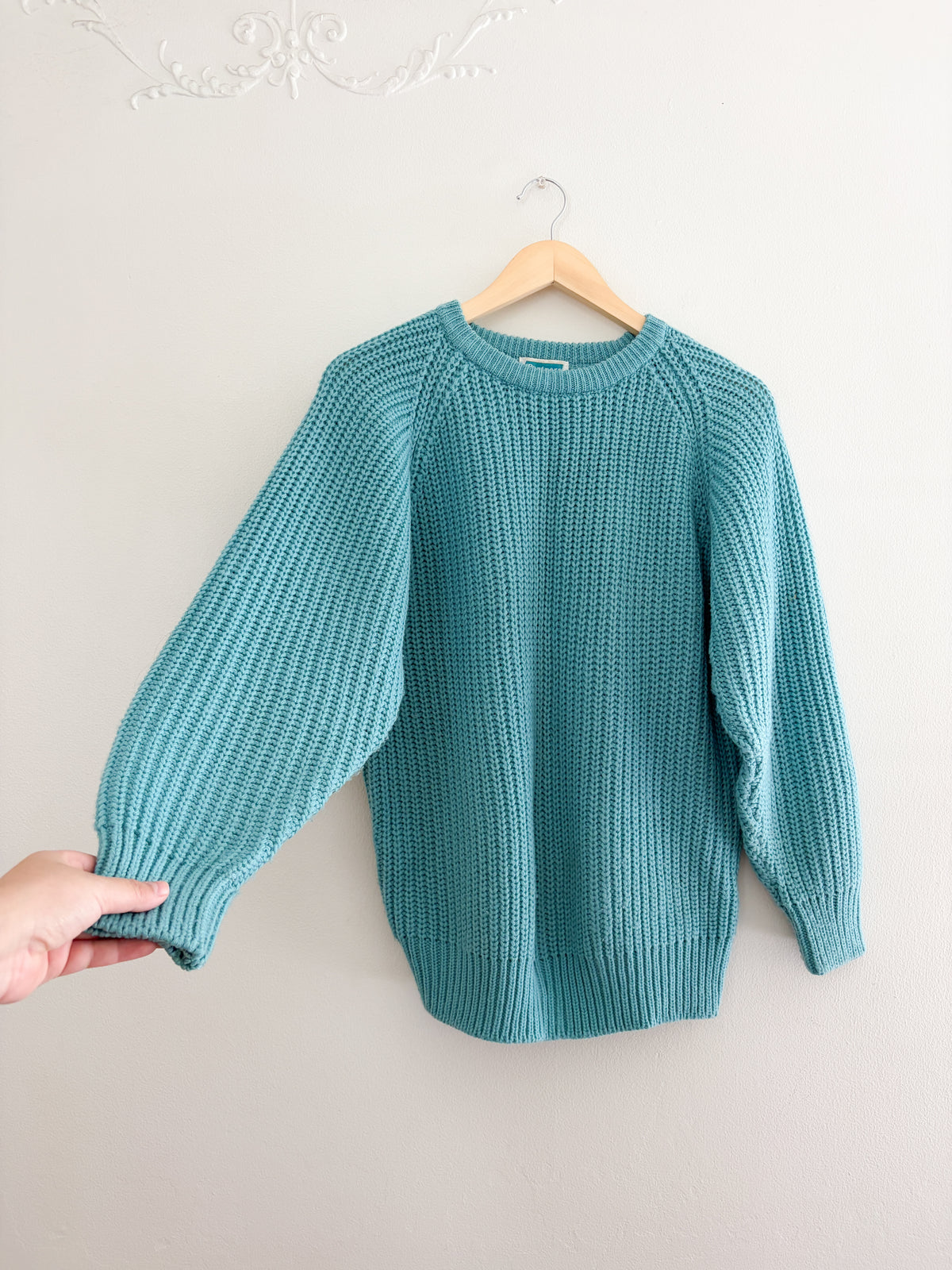 Vintage Teal Knit Sweater (M)