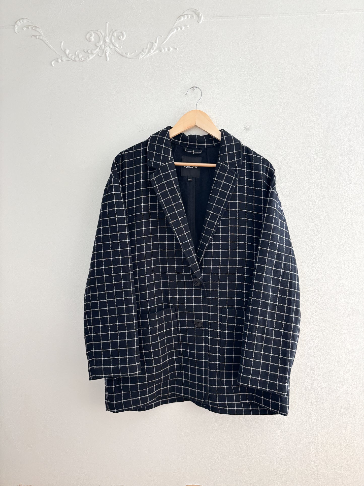 Madewell Black Windowpane Blazer (L)