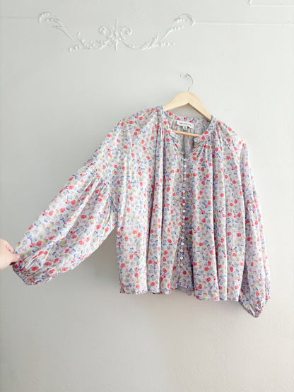 Something Navy Floral Blouse (S)