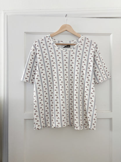 Vintage Striped Floral tee (L/XL)