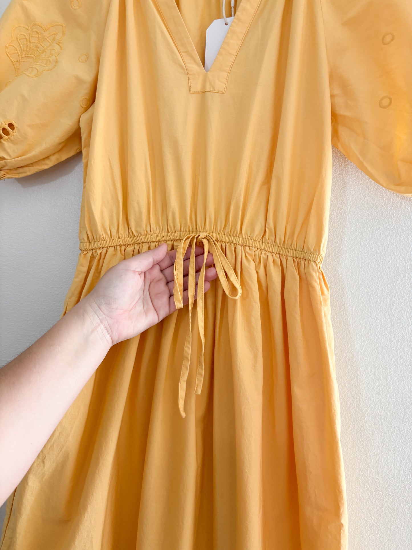 Moon River Yellow Puff Sleeve Dress (S)