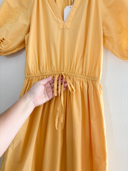 Moon River Yellow Puff Sleeve Dress (S)