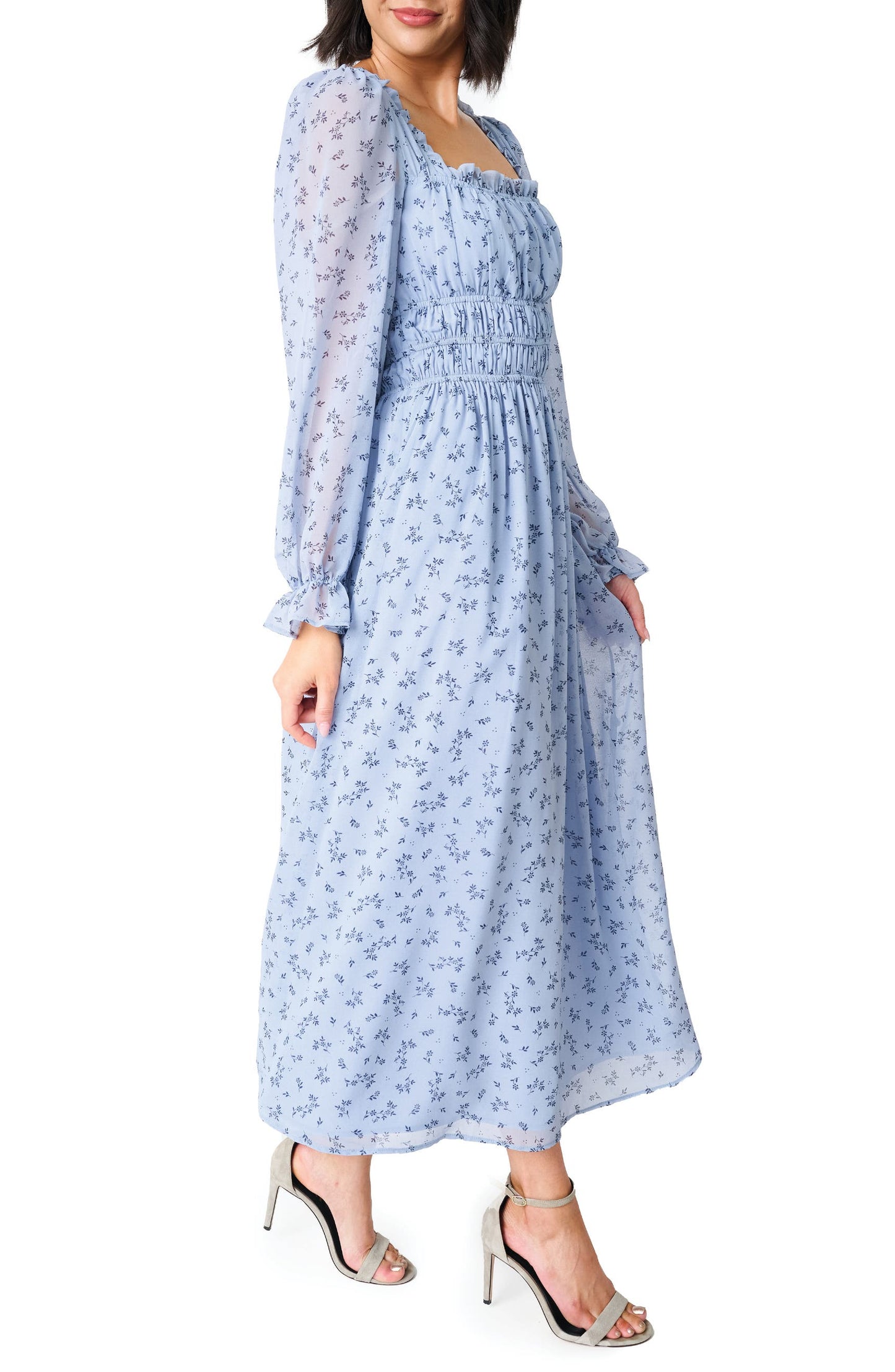 Gibsonlook Blue Floral Maxi Dress (XL)