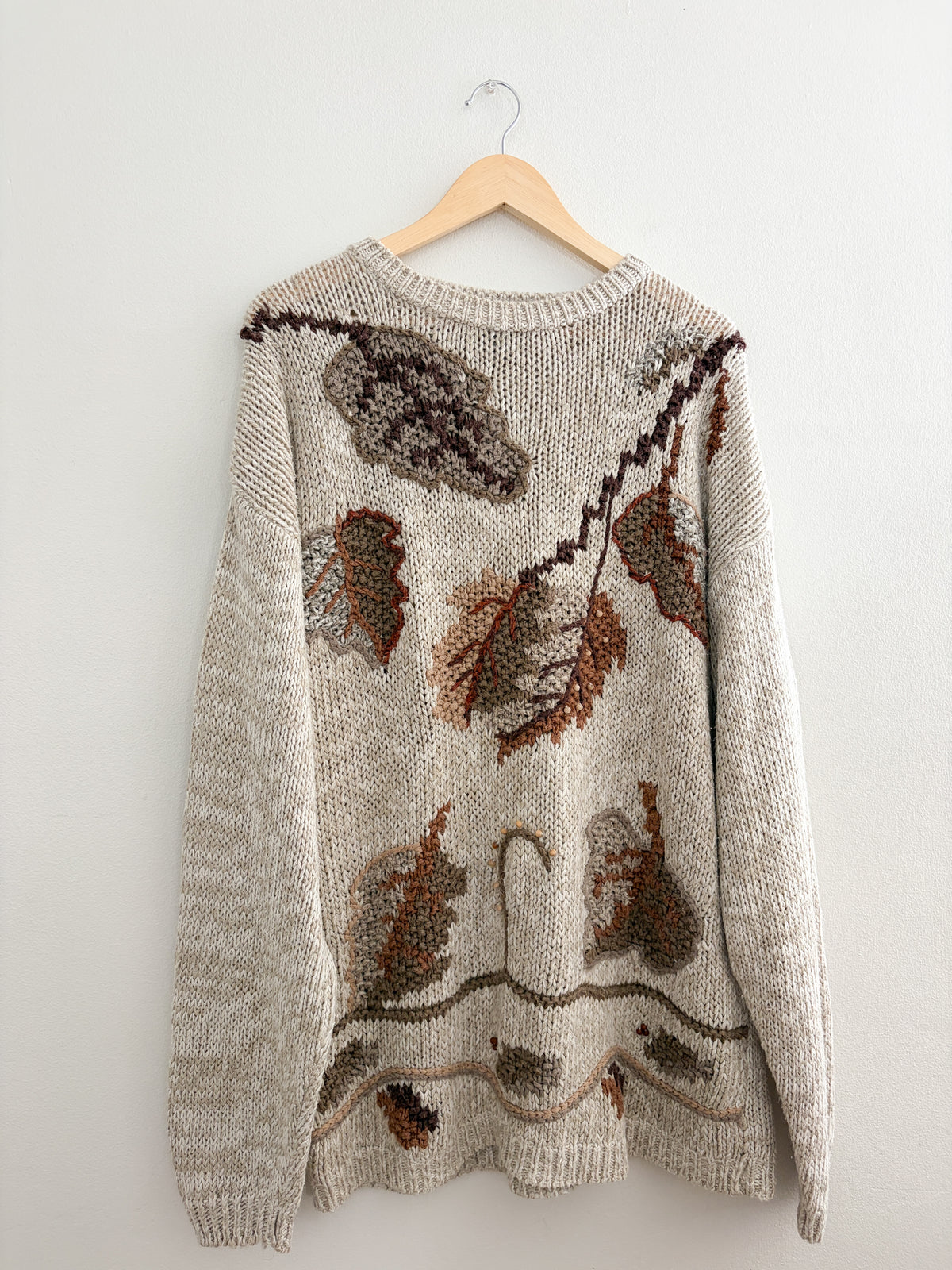 Vintage Leaf Knit Sweater (XL)
