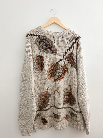 Vintage Leaf Knit Sweater (XL)