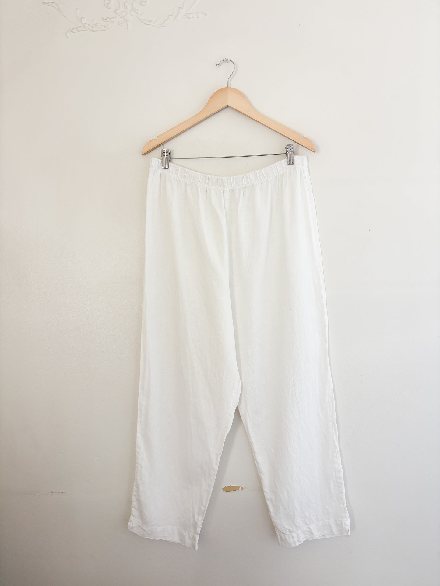 Vintage Hot Cotton White Linen Easy Pants (L/XL)