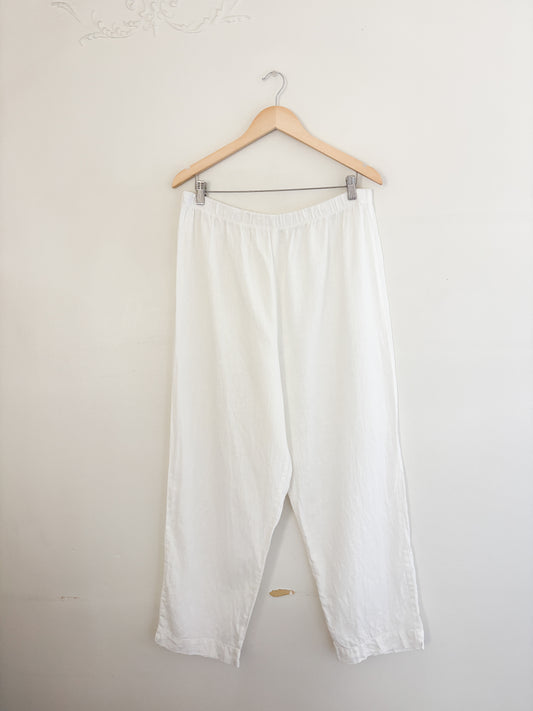 Vintage Hot Cotton White Linen Easy Pants (L/XL)