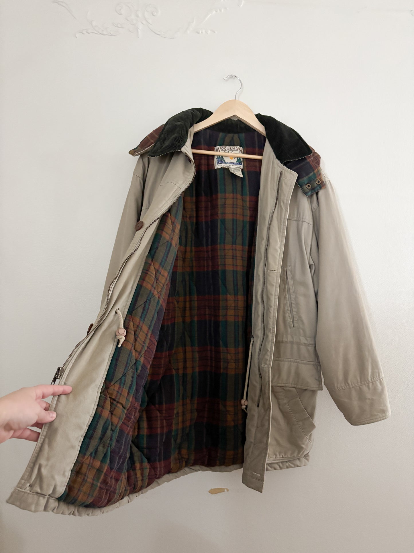 Vintage Plaid Lined Jacket (L)