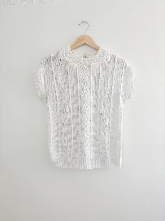 Vintage Hand Knit Collared Top (S)