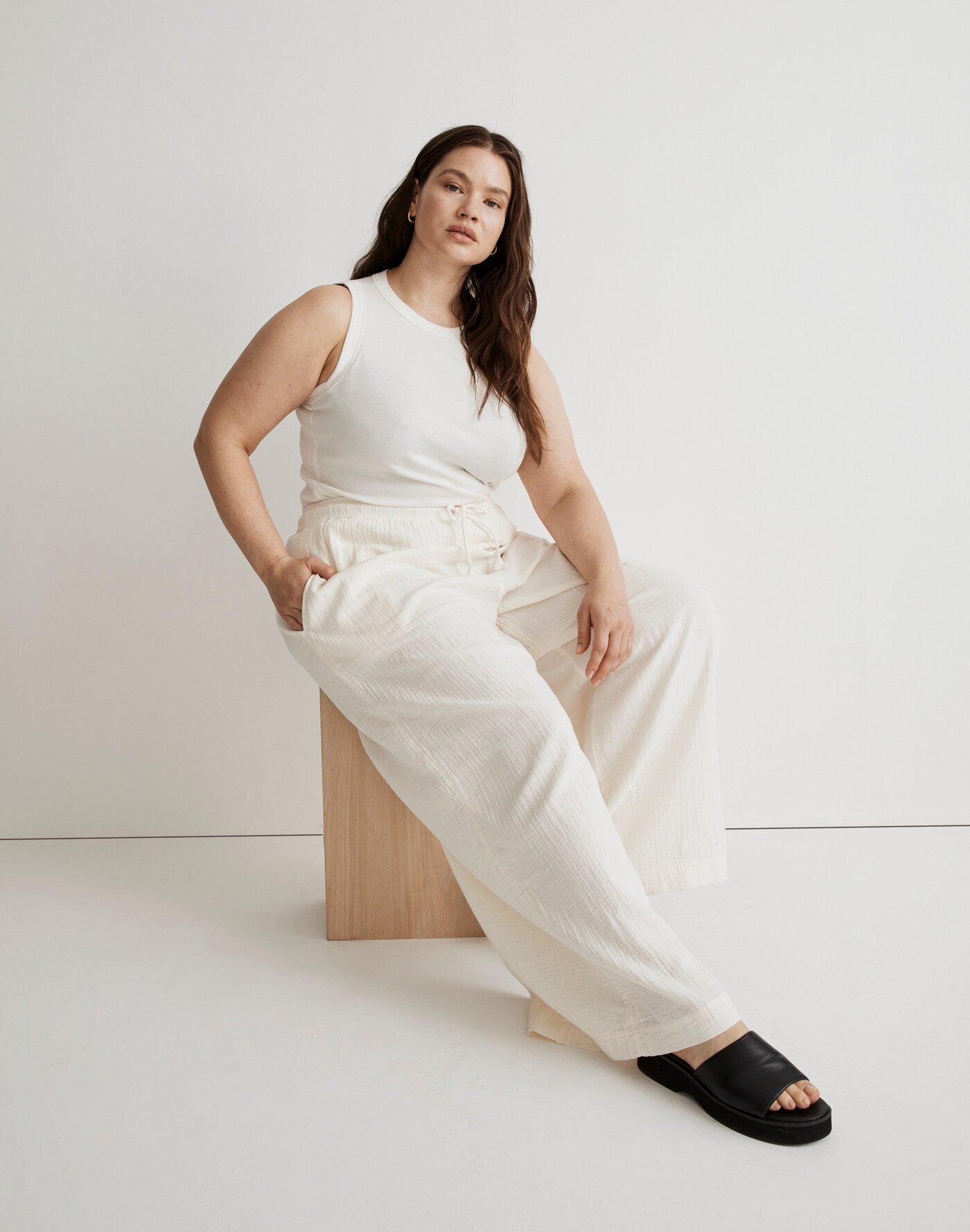 Madewell Gauze Wide Leg Pants (L)