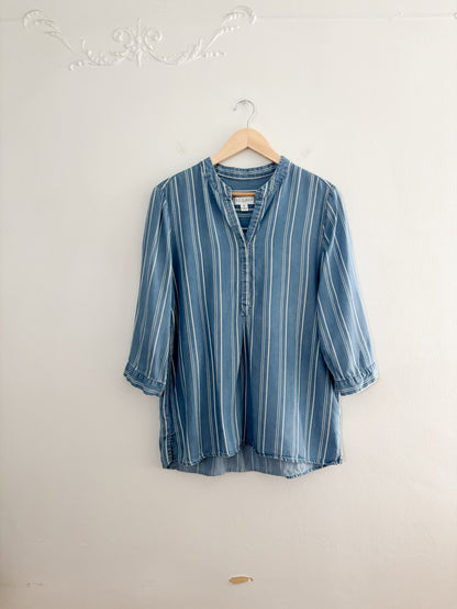 Vintage Blue Striped Blouse (M)