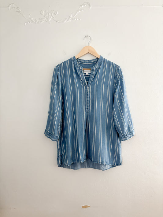 Vintage Blue Striped Blouse (M)