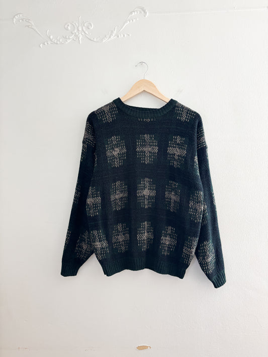 Vintage Acrylic Green Patterned Sweater (M)