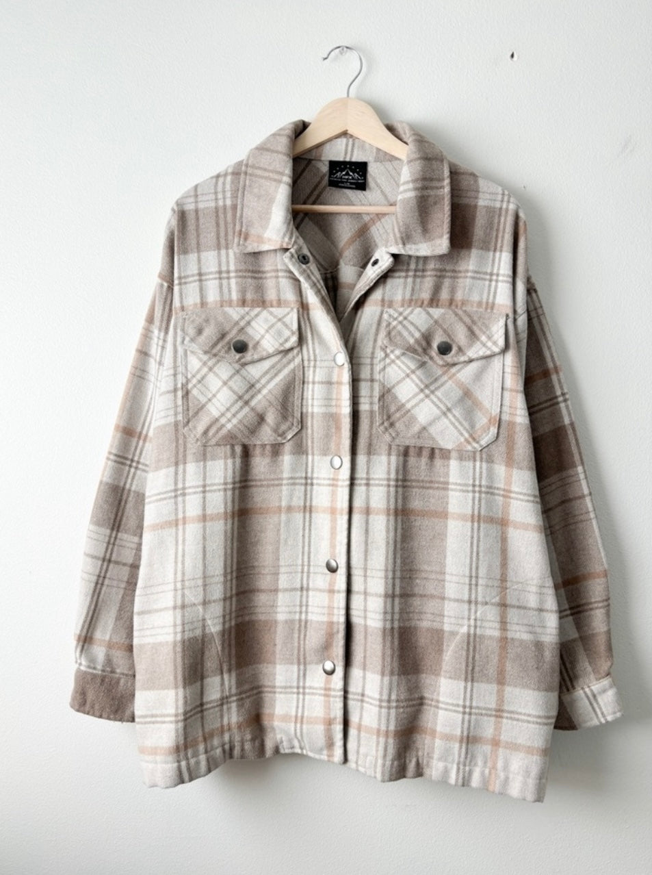 Neutral plaid shacket