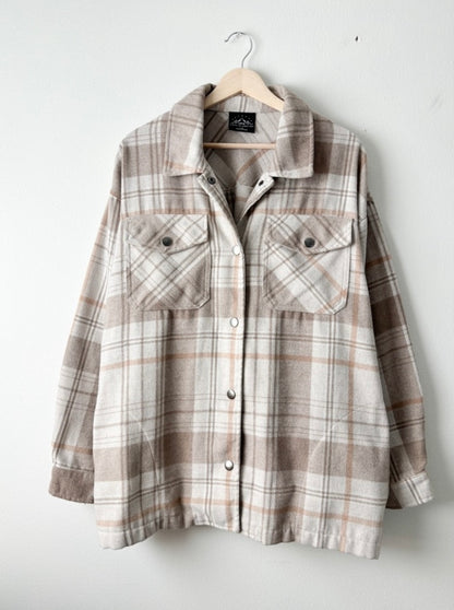 Neutral plaid shacket