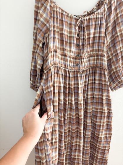 Madewell Brown Plaid Dress (L)